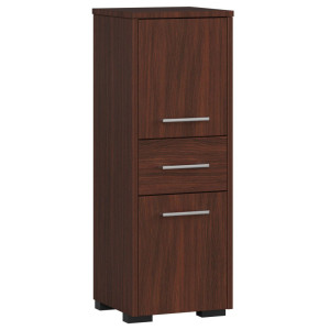 Colonne Salle De Bains Akord Fin Wengé 30 Cm 2 Portes 1 Tiroir Façade Wengé 3 Étagères 30X30X85 Cm