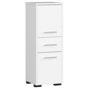 Colonne Salle De Bains Akord Fin Blanche 30 Cm 2 Portes 1 Tiroir Façade Blanche 3 Étagères 30X30X85 Cm