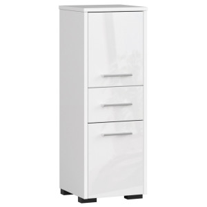 Colonne Salle De Bains Akord Fin Blanche 30 Cm 2 Portes 1 Tiroir Façade Blanche Brillante 3 Étagères 30X30X85 Cm