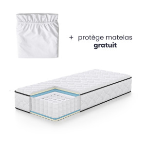 Matelas À Ressorts Ensachés 7 Zones Avec Protège-Matelas H3 80X190 Cm