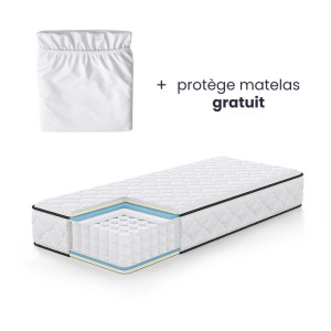 Matelas À Ressorts Ensachés 7 Zones Avec Protège-Matelas H3 80X200 Cm
