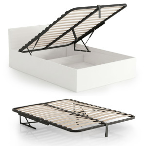 Cadres A Lattes Metallique 120X200 Cm Avec Verins A Gaz Pour Lit 28 Lattes Divisées