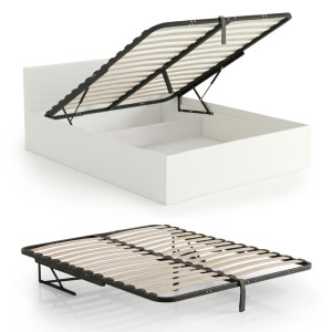 Cadres A Lattes Metallique 140X200 Cm Avec Verins A Gaz Pour Lit 28 Lattes Divisées