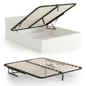 Cadres A Lattes Metallique 160X200 Cm Avec Verins A Gaz Pour Lit 28 Lattes Divisées