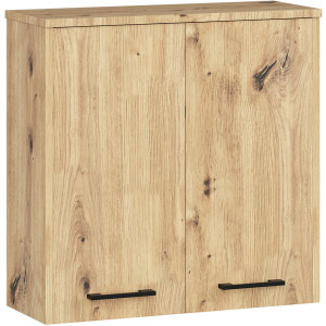 Armoire Salle De Bains Akord Fin Accr. Au Mur Chêne Artisan 60 Cm 2 Portes Façade Chêne Artisan 2 Étagères 60X22,5X60 Cm