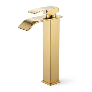 Mitigeur Lavabo Haut Cascade Or Vasque À Poser Robinet Salle De Bain Evio