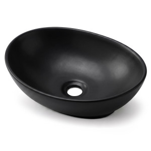 Vasque À Poser Ovale Ovalis Céramique 41 Cm Noir Mat