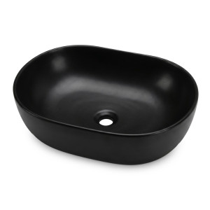 Vasque À Poser Ovale Elipse Céramique 49 Cm Noir Mat