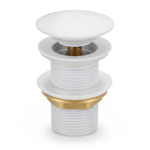 Bonde Lavabo Clic Clac Sans Trop Plein Acier Inoxydable Blanc