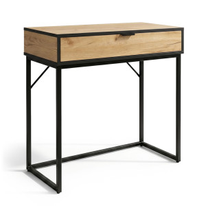 Table Console Style Loft Modena 1 Tiroir 80 Cm Chêne Craft Pieds Noirs