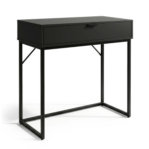 Table Console Style Loft Modena 1 Tiroir 80 Cm Noir Pieds Noirs