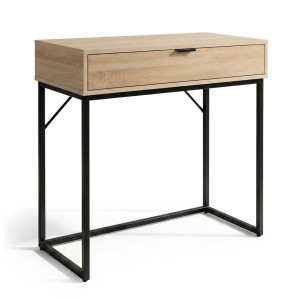 Table Console Style Loft Modena 1 Tiroir 80 Cm Chêne Sonoma Pieds Noirs
