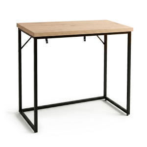 Table Console Style Loft Origo 90 Cm Chêne Artisan Pieds Noirs