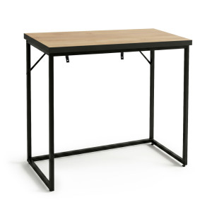 Table Console Style Loft Origo 90 Cm Chêne Craft Pieds Noirs