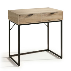 Table Console Style Loft Elano 2 Tiroirs 80 Cm Chêne Sonoma Pieds Noirs