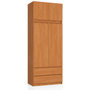 Armoire Avec Surmeuble Akord S90 Aulne 90 Cm 2 Portes 2 Tiroirs Façade Aulne 6 Étagères 90X51X234 Cm