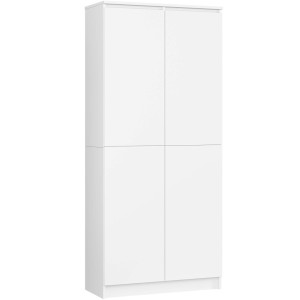 Armoire De Rangement Akord R80 Blanche 80 Cm 2 Portes Façade Blanche Mat 8 Étagères 80X35X180 Cm