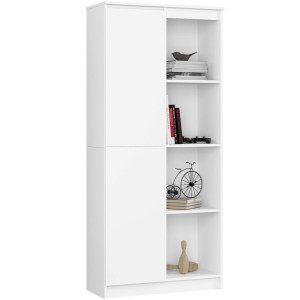 Bibliothèque De Bureau Akord R80 Blanche 80 Cm 1 Porte Façade Blanche Mat 8 Étagères 80X35X180 Cm