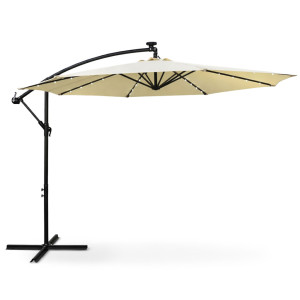 Parasol De Jardin Milin Avec Éclairage Led Beige, Poids 12,7 Kg Dimensions L300 X L300 X H245 Cm