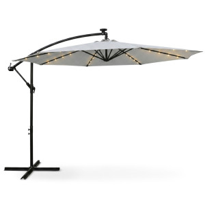 Parasol De Jardin Milin Avec Éclairage Led Gris Clair, Poids 12,7 Kg Dimensions L300 X L300 X H245 Cm