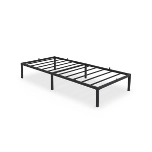 Lit En Métal 90X200 Cm Lit D'appoint Pliant Avec Cadre En Métal Et Sommier À Lattes Noir 6 Pieds 10 Latters
