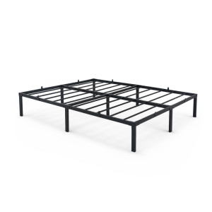 Lit En Métal 140X190 Cm Lit D'appoint Pliant Avec Cadre En Métal Et Sommier À Lattes Noir 9 Pieds 20 Latters