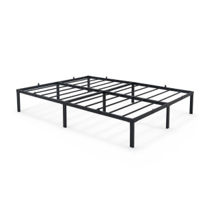 Lit En Métal 140X200 Cm Lit D'appoint Pliant Avec Cadre En Métal Et Sommier À Lattes Noir 9 Pieds 20 Latters