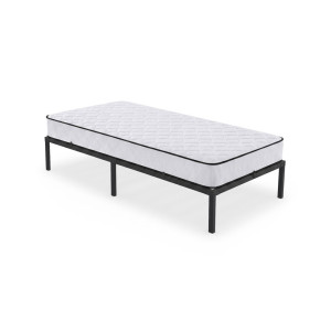 Lit En Métal 90X200 Cm Avec Matelas Lit D'appoint Pliant Avec Cadre En Métal Et Sommier À Lattes Noir 6 Pieds 10 Latters