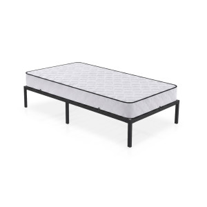 Lit En Métal 100X200 Cm Avec Matelas Lit D'appoint Pliant Avec Cadre En Métal Et Sommier À Lattes Noir 6 Pieds 10 Latters