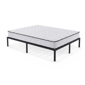 Lit En Métal 140X200 Cm Avec Matelas Lit D'appoint Pliant Avec Cadre En Métal Et Sommier À Lattes Noir 9 Pieds 20 Latters