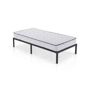 Lit En Métal 90X190 Cm Avec Matelas Lit D'appoint Pliant Avec Cadre En Métal Et Sommier À Lattes Noir 6 Pieds 10 Latters