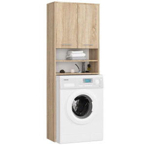 Meuble Pour Machine À Laver Fin Chêne Sonoma 64 Cm 2 Portes Façade Chêne Sonoma Niche 4 Étagères 64X30X180 Cm