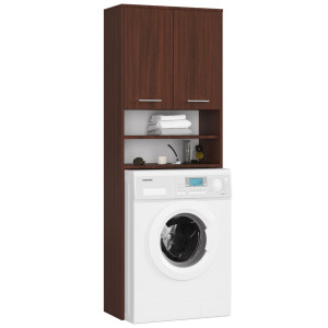 Meuble Pour Machine À Laver Fin Wengé 64 Cm 2 Portes Façade Wengé Niche 4 Étagères 64X30X180 Cm
