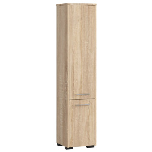 Colonne Salle De Bains Akord Fin Chêne Sonoma 30 Cm 2 Portes Façade Chêne Sonoma 5 Étagères 30X30X140 Cm