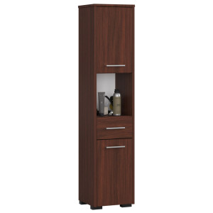 Colonne Salle De Bains Akord Fin Wengé 30 Cm 2 Portes 1 Tiroir Façade Wengé 5 Étagères 30X30X140 Cm