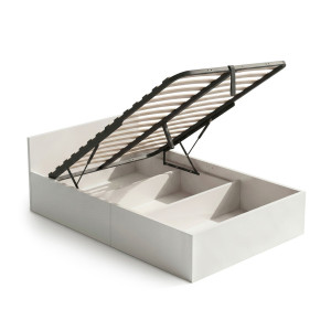 Lit Coffre 100X200 Cm Sommier Relevable En Métal Blanc