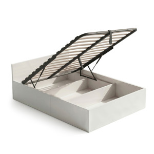 Lit Coffre 120X200 Cm Sommier Relevable En Métal Blanc
