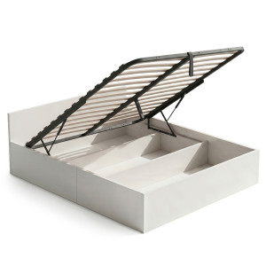 Lit Coffre 160X200 Cm Sommier Relevable En Métal Blanc