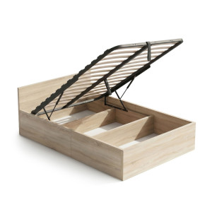 Lit Coffre 100X200 Cm Sommier Relevable En Métal Chêne Sonoma