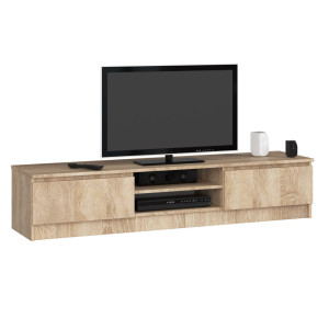 Meuble Tv Pour Salon Akord Chêne Sonoma 160 Cm 2 Portes Façade Chêne Sonoma 2 Étagères 160X40X33 Cm