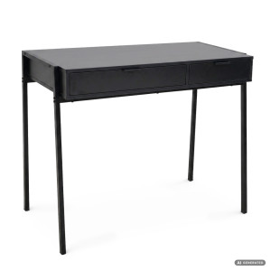 Bureau Informatique Style Industriel Noir Zentia 100 Cm 2 Tiroirs Pieds Noirs
