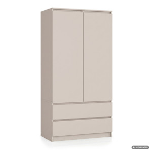 Armoire Akord S90 Cachmire 90 Cm 2 Portes 2 Tiroirs Façade Cachmire 4 Étagères 90X51X180 Cm