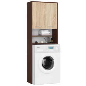 Meuble Pour Machine À Laver Fin Wengé 64 Cm 2 Portes Façade Chêne Sonoma Niche 4 Étagères 64X30X180 Cm