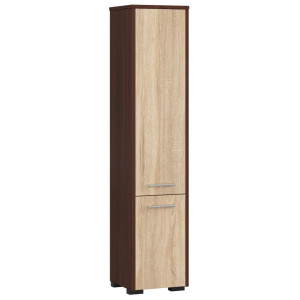 Colonne Salle De Bains Akord Fin Wengé 30 Cm 2 Portes Façade Chêne Sonoma 5 Étagères 30X30X140 Cm