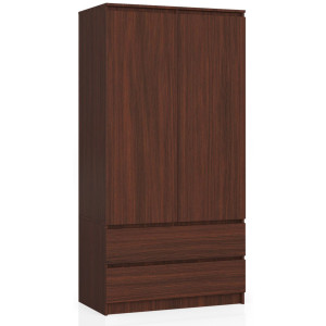 Armoire Akord S90 Wengé 90 Cm 2 Portes 2 Tiroirs Façade Wengé 4 Étagères 90X51X180 Cm