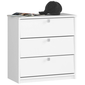 Meuble À Chaussures Akord Mini Blanc 60 Cm 3 Portes Façade Blanche 3 Étagères 60X31X62 Cm