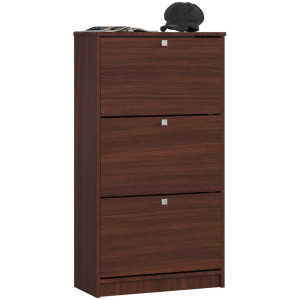 Meuble À Chaussures Akord Wengé 60 Cm 3 Portes Façade Wengé 3 Étagères 60X28,5X113 Cm