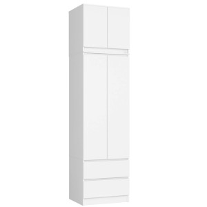 Armoire Avec Surmeuble Akord S60 Blanche 60 Cm 2 Portes 2 Tiroirs Façade Blanche 3 Étagères 60X51X234 Cm