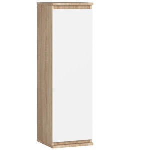 Armoire Murale Akord W30 Chêne Sonoma 30 Cm 1 Porte Façade Blanche 3 Étagères 30X30X99 Cm