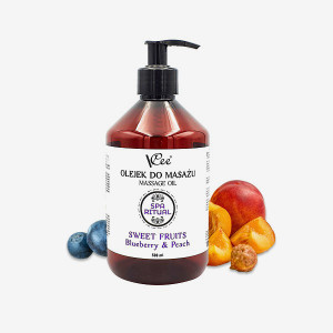 Naturalny wegański olejek do masażu ciała VCee 500 ml - jagoda & brzoskwinia